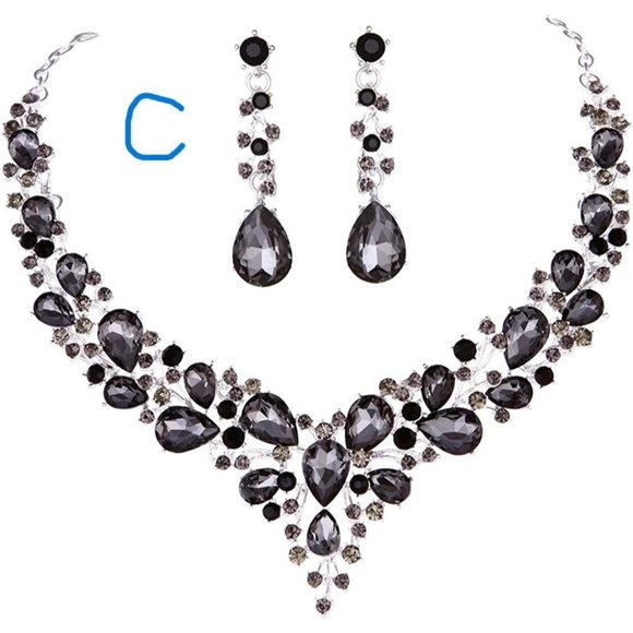 New Molie Bridal Austrian Crystal Necklace and Earrings Jewelry Set Gift… - Picture 7 of 11